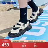斐乐（FILA）FUSION斐乐玛丽珍凉鞋女鞋凉拖魔术贴海螺沙滩鞋 微白/黑-WB 37.5