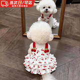宜品达狗狗衣服夏季甜美可爱风连衣裙猫狗吊带蛋糕裙泰迪比熊透气蓬蓬裙 红色樱桃裙 L码-胸围45背长35【建议8-11斤】