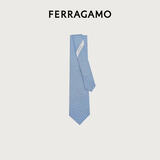 菲拉格慕（Ferragamo）男士浅蓝色俄罗斯方块印花桑蚕丝领带 0768564 礼物送男友
