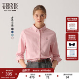 Teenie Weenie小熊女装牛仔衬衫秋学院休闲简约棉美式上衣 粉色 S 160