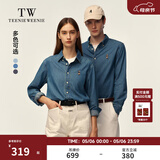 Teenie Weenie小熊男女同款休闲衬衫2025春季新款时尚水洗牛仔衬衣 蓝色 M