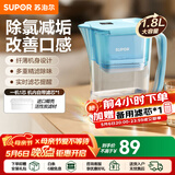 苏泊尔（SUPOR）净水器家用滤水壶自来水家用过滤器多重精滤滤芯寿命提醒一芯四芯六芯可替换滤芯净水壶 J-UF01 【蓝色款】一机一芯 净水壶