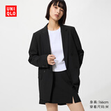 优衣库女装双排扣茄克/外套通勤商务西装夹克早春481603 484252 481603/09黑色 S