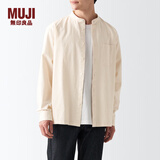 MUJI 男式 棉水洗牛津 立领衬衫 长袖休闲百搭男士衬衣外套纯棉全棉 原色 L (175/100A)