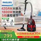 飞利浦（PHILIPS）卧式吸尘器家用清洁机强劲大功率大吸力吸灰吸尘吸螨虫除螨宠物家庭适用FC9735/81