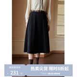 独束[神裙3.0版]独束大码女装高腰半身裙女秋冬微胖mm遮胯显瘦A字裙 静谧黑 3XL