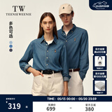 Teenie Weenie小熊男女同款休闲衬衫2025春季新款时尚水洗牛仔衬衣 蓝色 M