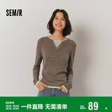 森马（Semir）森马毛衣女短款假两件含羊毛针织衫24冬新款保暖内搭109724107015