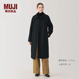 MUJI女式羊毛混立领大衣毛呢大衣外套中长款女款冬季外套女装BD0Z6A4A 黑色 XL (165/92A)