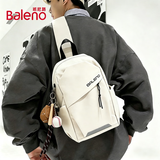 班尼路（Baleno）斜挎包男休闲旅行便捷小背包运动爬山胸包大容量青少年学生单肩包 白色【送棒球挂件】