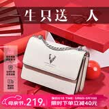 啄木鸟（TUCANO）包包女款2026年牛皮时尚单肩斜挎包女链条包母亲节生日礼物实用 米白银鹿礼盒【实用礼物推荐】