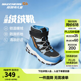 Skechers斯凯奇儿童绒绒靴雪地靴保暖男童棉鞋防寒加绒高帮女童靴660092L 男童/黑色/浅蓝色/BKLB 36