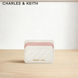 CHARLES&KEITH撞色绗缝菱格迷你卡包女生日七夕礼物送女友CK6-50680926-1 Cream奶白色 XXS