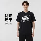 耐克NIKE男子防晒短袖T恤 针织无领 运动休闲 HV0382-010黑M