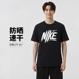 耐克NIKE男子防晒短袖T恤 针织无领 运动休闲 HV0382-010黑XL