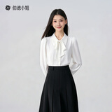 伯德小姐白色长袖衬衫女飘带职业通勤上衣抗皱面试西装内搭雪纺衬衣