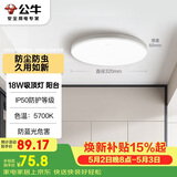 公牛（BULL）吸顶灯IP50防尘防虫卧室阳台过道灯MX-A018C-AS全白18W 