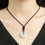 天下玉家玉石平安扣吊坠项链男女同款白玉吊坠款玉佩玉坠情侣礼品七夕礼物 白玉