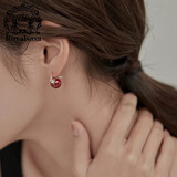 皇家莎莎925银相思豆耳扣气质高级感红色球球仿珍珠耳环耳饰 俏红豆银色A款