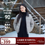 坦博尔轻薄羽绒服女短款翻领宽松舒适衬衫式女士外套330226D 夏云灰155