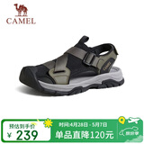 骆驼（CAMEL）户外休闲魔术贴包头洞洞沙滩运动凉鞋男 G14M076677 曙光绿/黑 42