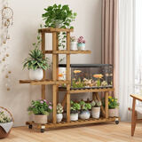 安尔雅松木花架子阳台客厅多肉植物架落地多层花台家用置物架花摆架