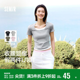 森马（Semir）短袖t恤女短款假两件百搭上衣25夏装显瘦U领套头衫109325100015
