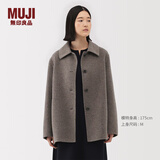 MUJI女式 羊毛混 短大衣 女外套25年冬季 毛呢外衣上衣 女装 BD115A5A 深咖啡棕色 M (160/84A)