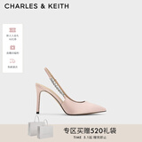 CHARLES&KEITH质感链条尖头高跟凉鞋子女鞋生日礼物CK1-60280377 Beige米色 36 (230)