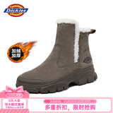 Dickies女士雪地靴女靴冬季加绒加厚短靴保暖棉鞋靴子 驼色 38 