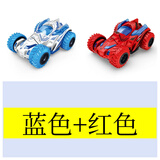儿童惯性回力男孩特技旋转四驱越野汽车玩具车头翻滚特技车360度 特技车蓝色+红色