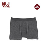 MUJI 男式 罗纹编织 前开口平角内裤 炭灰色 L