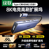 绿联Type-C扩展坞8K30Hz拓展坞转HDMI2.1转换器4K144Hz转接头适用苹果电脑MacBook Neo华为笔记本