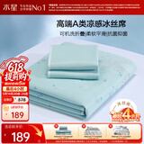 水星家纺冰丝凉席可机洗凉席冰丝席子1.5x2米软凉席可折叠三件套床笠款