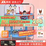 曼迪卡威蹦蹦床室内家用儿童1-3-10岁宝宝砰砰跳跳床小孩蹭蹭床玩具礼物 1.4米 扶手单杠款蓝承重700斤 加厚护网/吸盘静音防滑腿