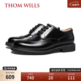 THOM WILLS德比鞋英伦风男士商务正装皮鞋舒适透气真皮男鞋春季 黑色小牛D1611 （脚宽建议拍大一码） 41 /7.5码