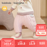 巴拉巴拉balaOne儿童羽绒裤男女童长裤宝宝保暖冬季新款高腰 粉色兔子-白鸭绒 90 cm-充绒量22g