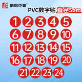 豪思克普 PVC数字贴纸5cm 【1-24】号码牌号码贴数字编号贴比赛选手餐桌工位活动序号贴标签防水防晒背胶 红色
