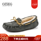OZZEG澳洲豆豆鞋女冬季加绒保暖真皮棉鞋羊皮毛一体毛毛厚底防滑孕妇鞋 灰色 39
