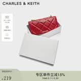 CHARLES&KEITH质感菱格链条小方钱包女包包女包生日520礼物送女友CK6-10680924 CK6-10680924-C Tomato Red番茄朱红 XS