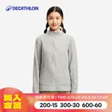 迪卡侬（DECATHLON）保暖户外抓绒衣外套男女运动宽松秋摇粒绒外套冲锋衣内胆 女款-全拉链-浅灰色 M