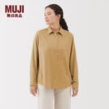 MUJI 女式 法兰绒 衬衫领 长袖衬衫衬衣内搭上衣纯棉冬季女装格子 暗黄色 M （160/84A）