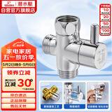 潜水艇（Submarine）F306三通分水器一进二出角阀活接分流器4分接口主体铜镀铬带开关
