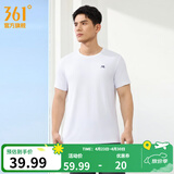 361°短袖男速干t恤新款夏季弹力吸湿排汗运动t恤男圆领跑步健身速干衣 本白 L