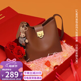 viney牛皮包包女包品牌水桶包轻奢单肩斜挎包生日母亲节礼物实用送妈妈