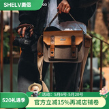 摄侣富士xt50xs20相机包索尼zve10a7c2尼康z30zf微单佳能R50r6单肩斜跨包徕卡dlux8复古摄影包收纳配件 卡其色皮盖头咖色复古包-大号（送进口空气垫肩）