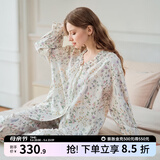 嫚熙（EMXEE）春夏季孕妇哺乳待产睡衣产后月子服产妇产前家居服 密林花信【胸垫款无哺乳口】 L【7A级抗菌，适穿115-135斤】
