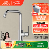 九牧（JOMOO）厨房水龙头 洗菜盆水龙头洗碗盆水槽冷热水龙头 防溅隔铅健康用水 C款-33186【双水花无铅过水-亮银】