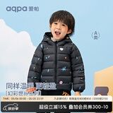 aqpa【95白鸭绒&三防】儿童羽绒服冬男女童宝宝可收纳帅气萌趣保暖 星空宇航员(黑) 100cm(充绒量40g)