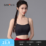 三福2024新款运动风文胸女固定杯抹胸美背细肩带裹胸吊带背心内衣 黑色 80B